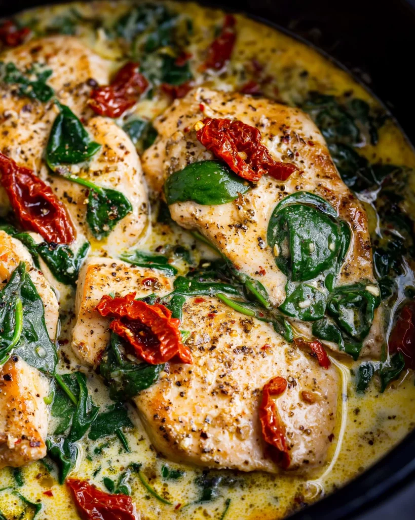 One-Pot Creamy Tuscan Garlic Chicken and Spinach
