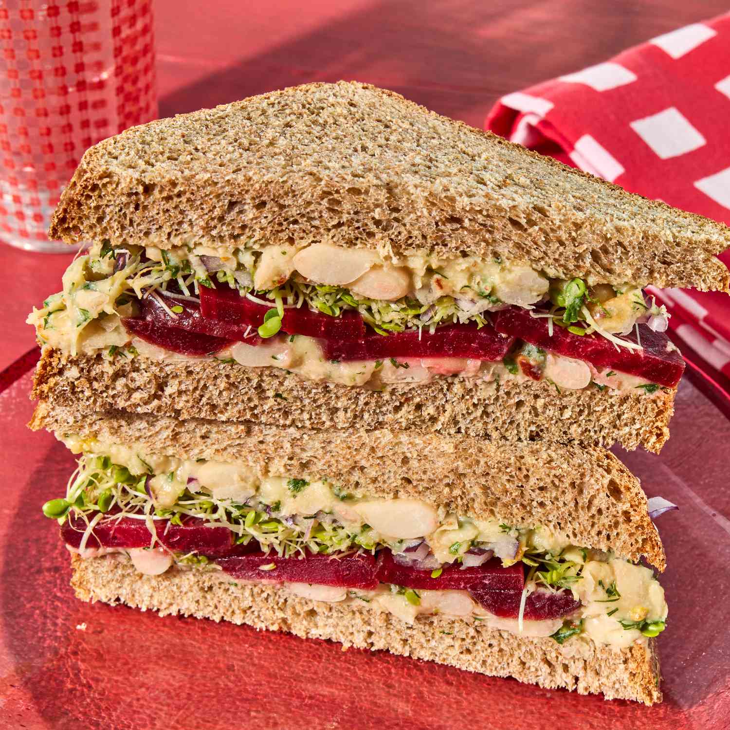 Avocado, Beetroot, and Fetta Open Sandwich with Dukkah