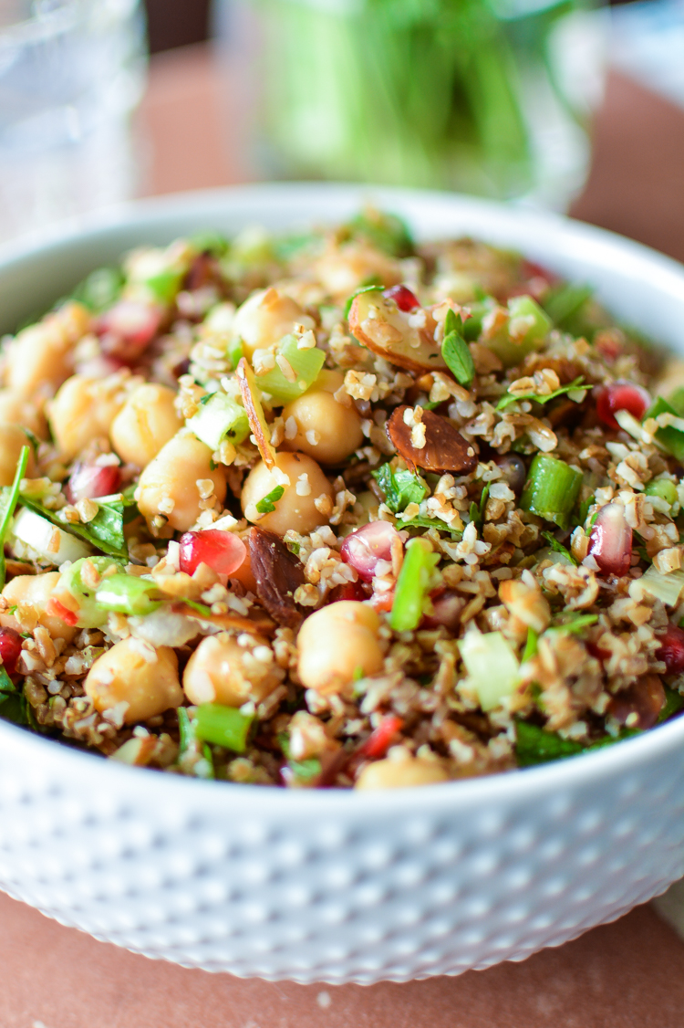 Spiced Syrian Chickpea and Bulgur Salad with Pomegranate