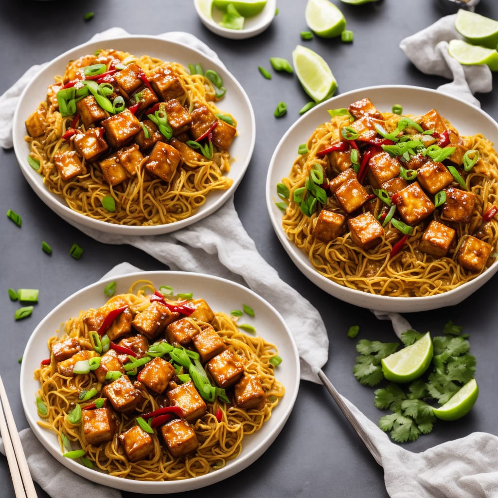 Stir-Fried Noodles with Sweet Chili and Crispy Tofu