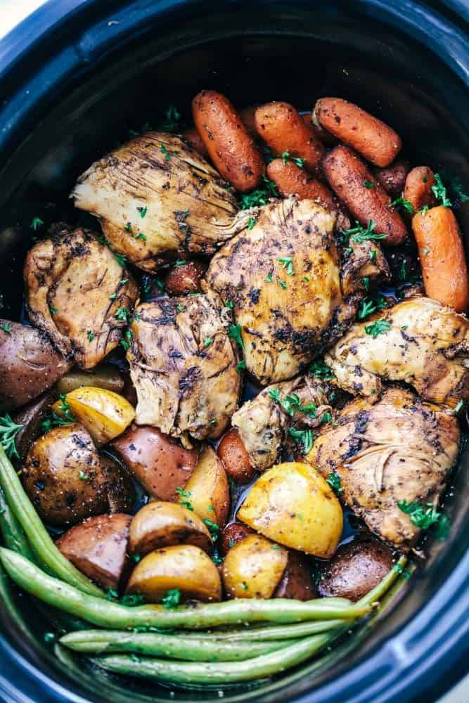 Slow Cooker Balsamic Chicken with Root Vegetables