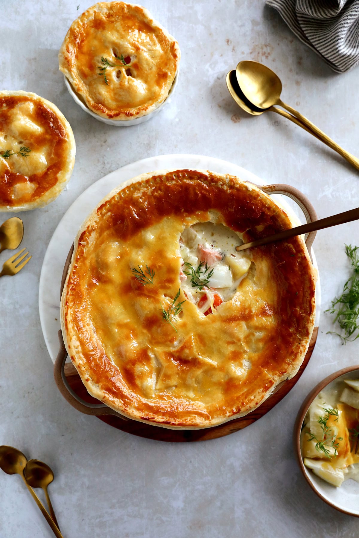 Seafood Pie with Puff Pastry and Creamy White Wine Sauce