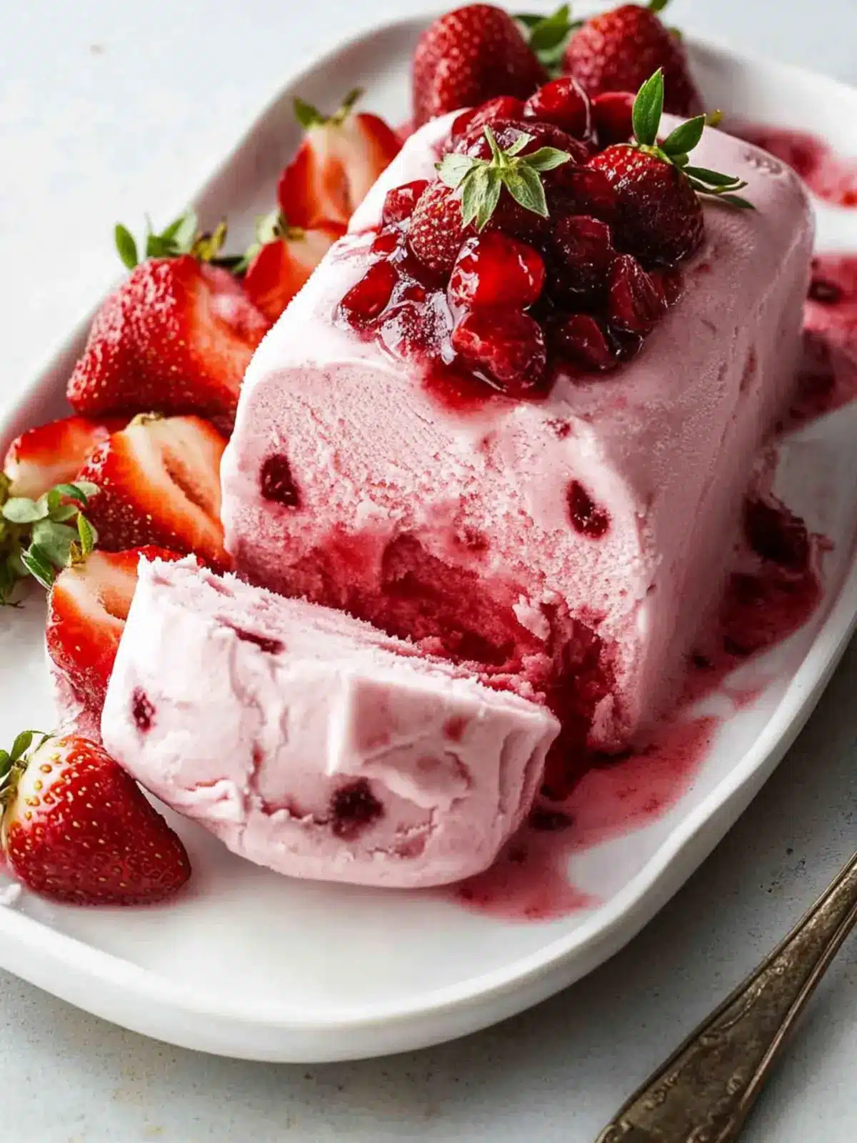 Whipped Strawberry Semifreddo with Honey Drizzle