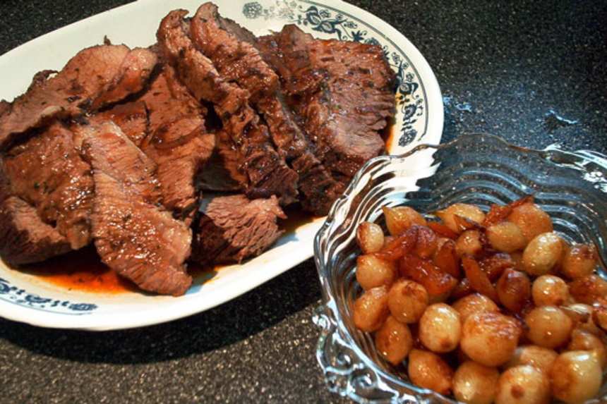 Whiskey-Infused Braised Beef with Caramelized Onions
