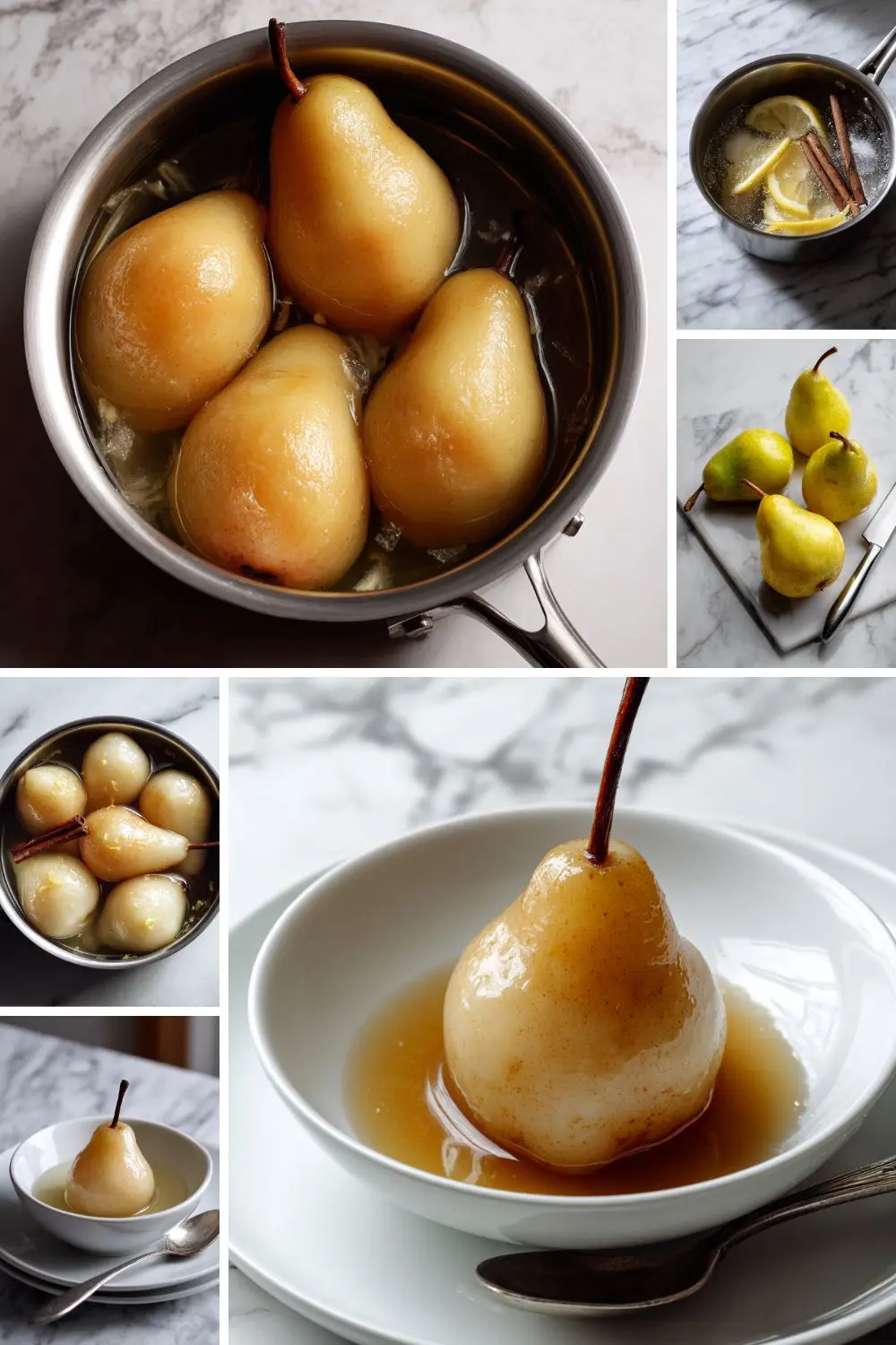Gin and Juniper Berry Poached Pears with Cardamom Syrup