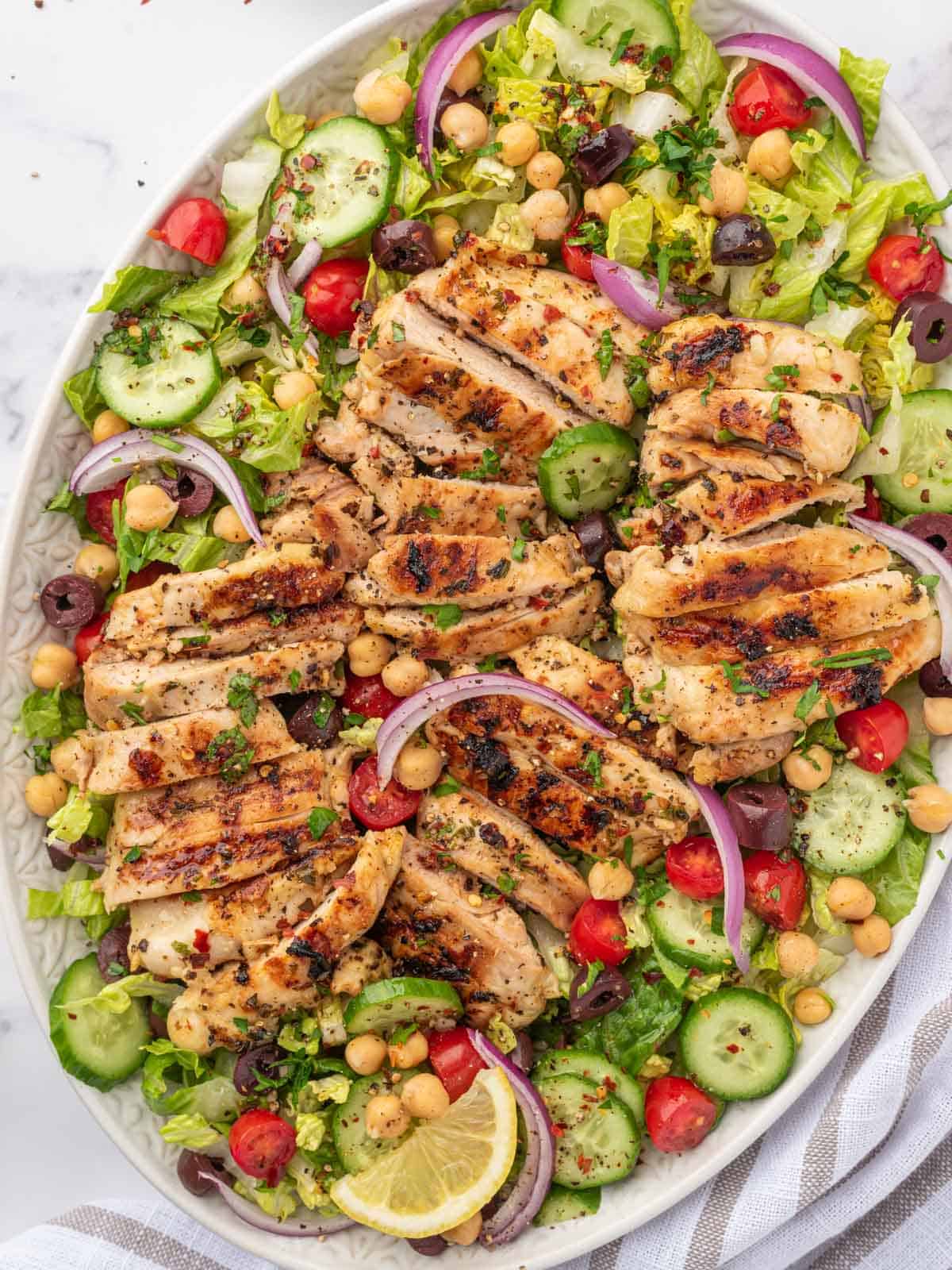 Grilled Herb-Marinated Chicken Salad with Mixed Greens