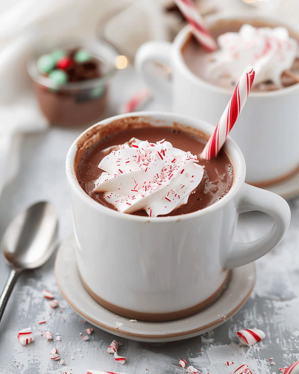 Frozen-Themed Peppermint Hot Chocolate with Whipped Cream