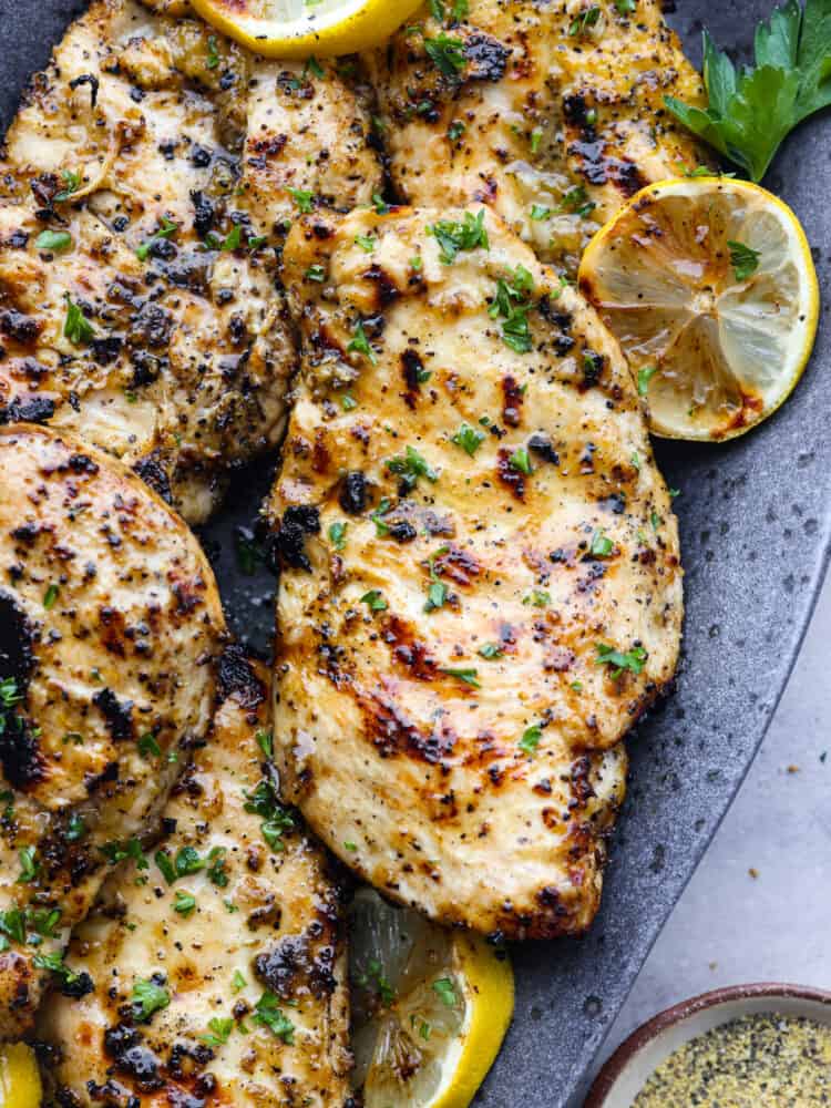 Grilled Lemon-Pepper Chicken with Garlic Yogurt Sauce