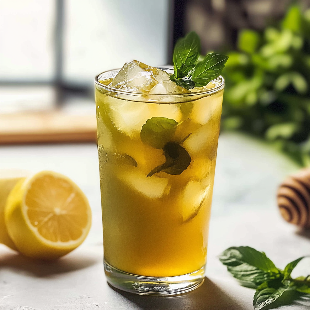 Herbal Iced Green Tea with Lemon and Honey