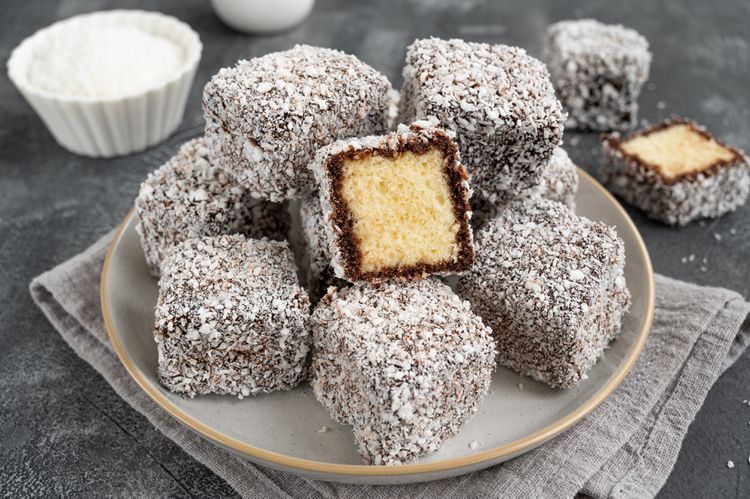 Lamington-Style Sponge Cake with Raspberry and Coconut