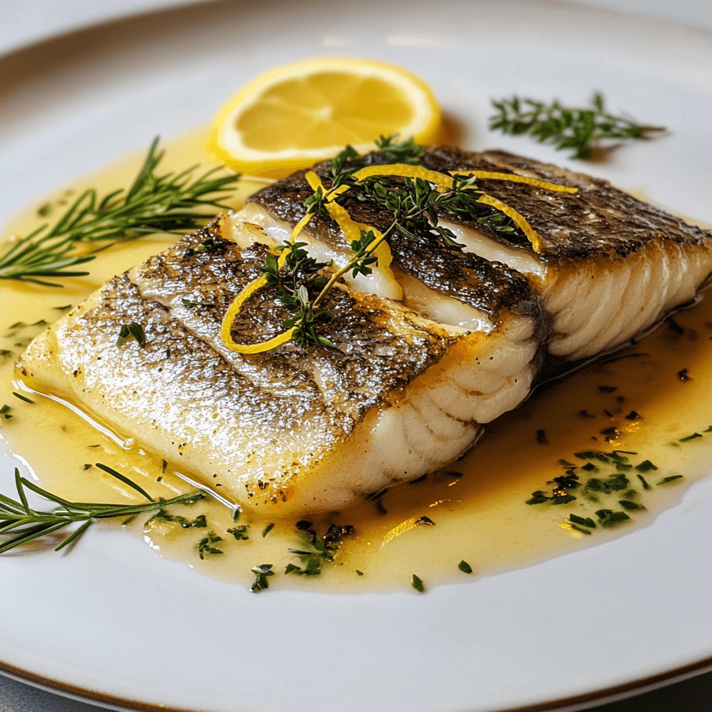 Pan-Seared Sea Bass with Lemon-Oregano Olive Oil Drizzle