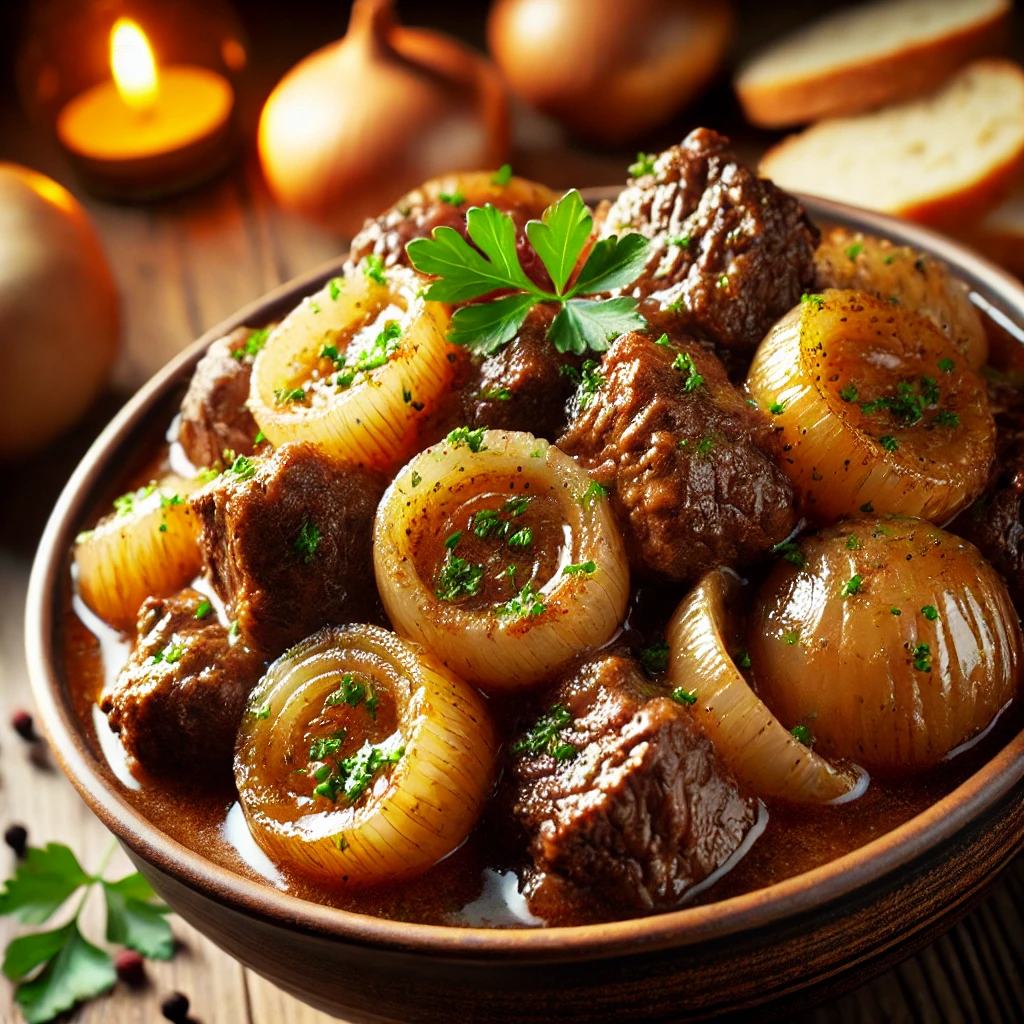 Slow-Cooked Greek Beef Stifado with Pearl Onions