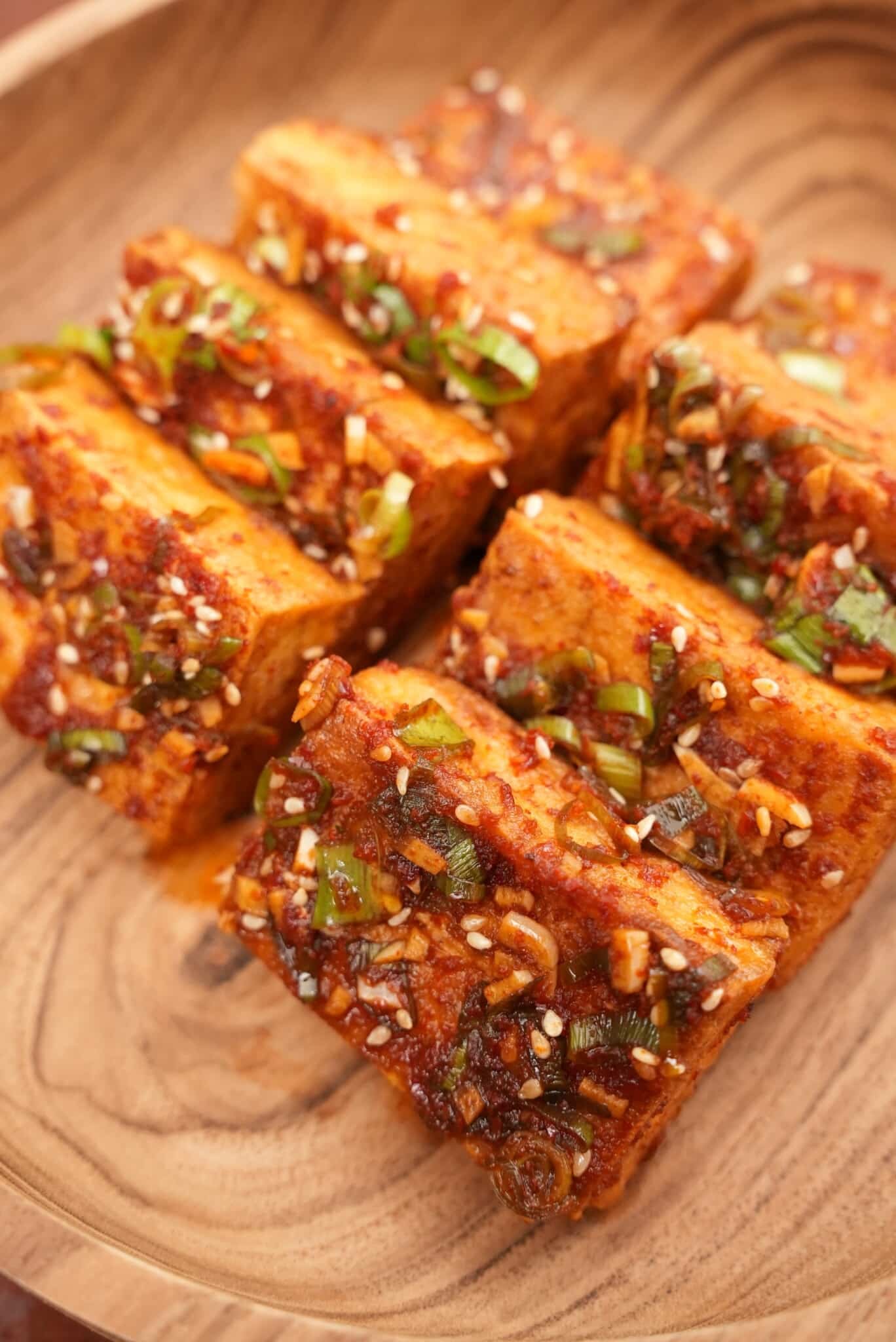 Korean-Style Spicy Tofu Stir Fry with Sesame and Scallions