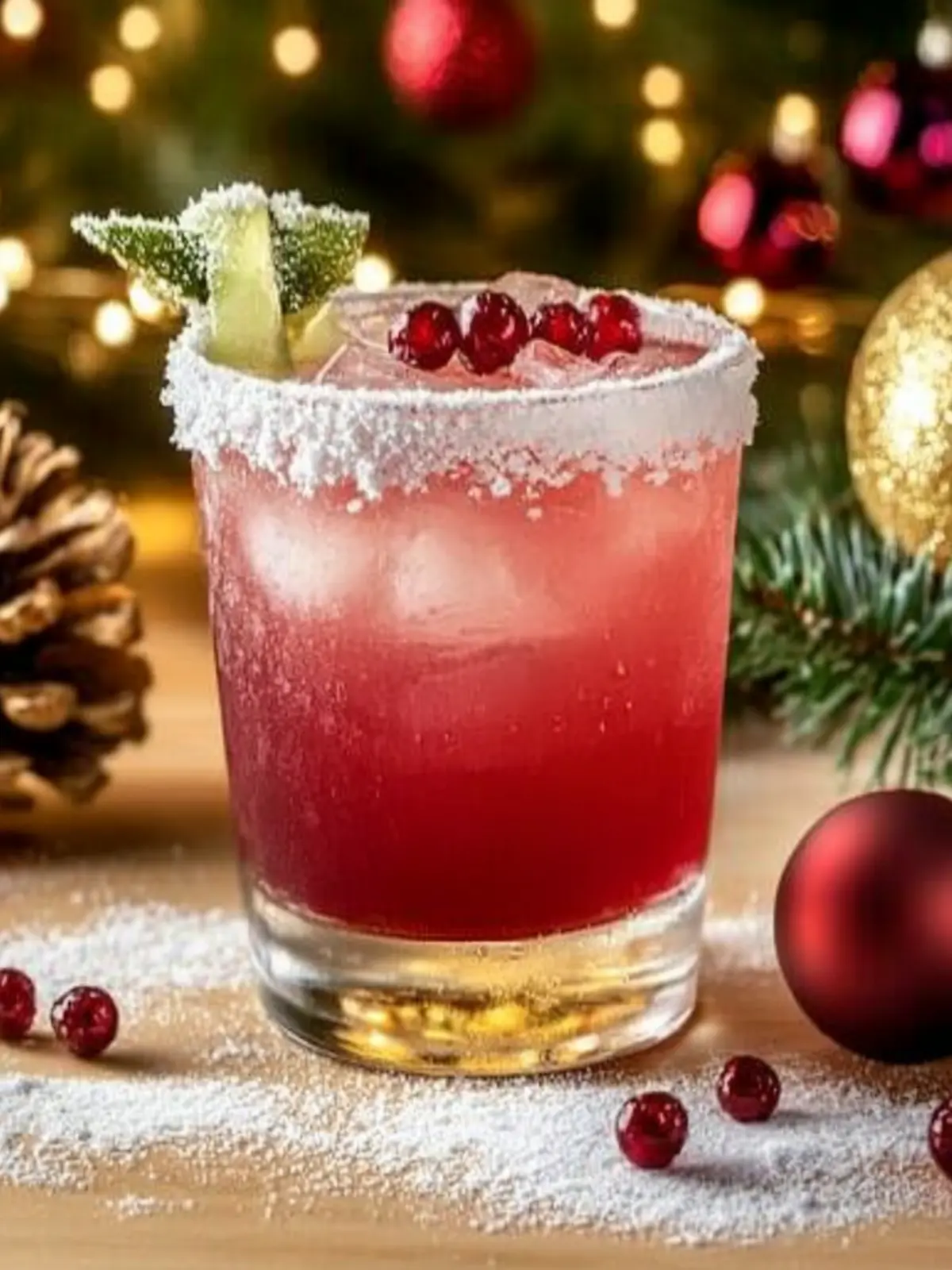 Frosted Mistletoe Margarita with Peppermint Sugar Rim