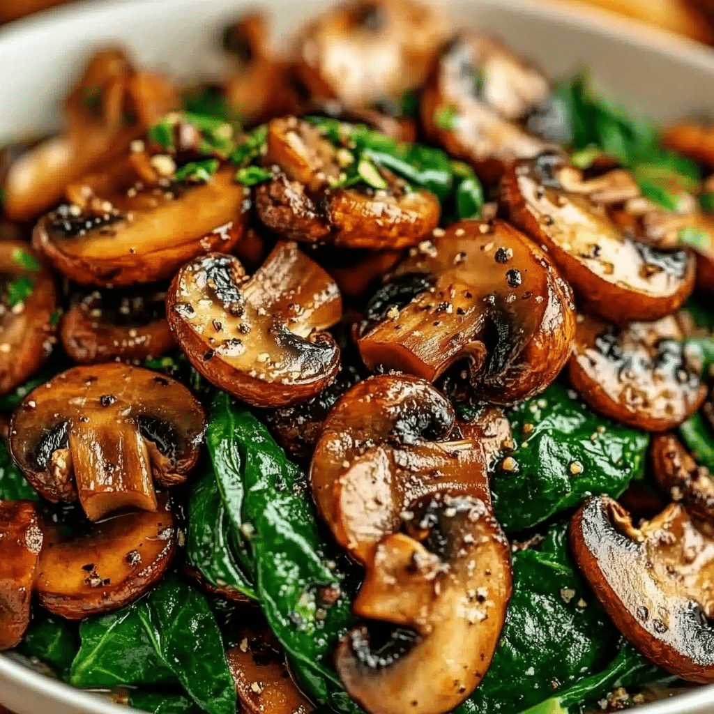 Sautéed Shiitake Mushrooms and Spinach with Garlic and Soy