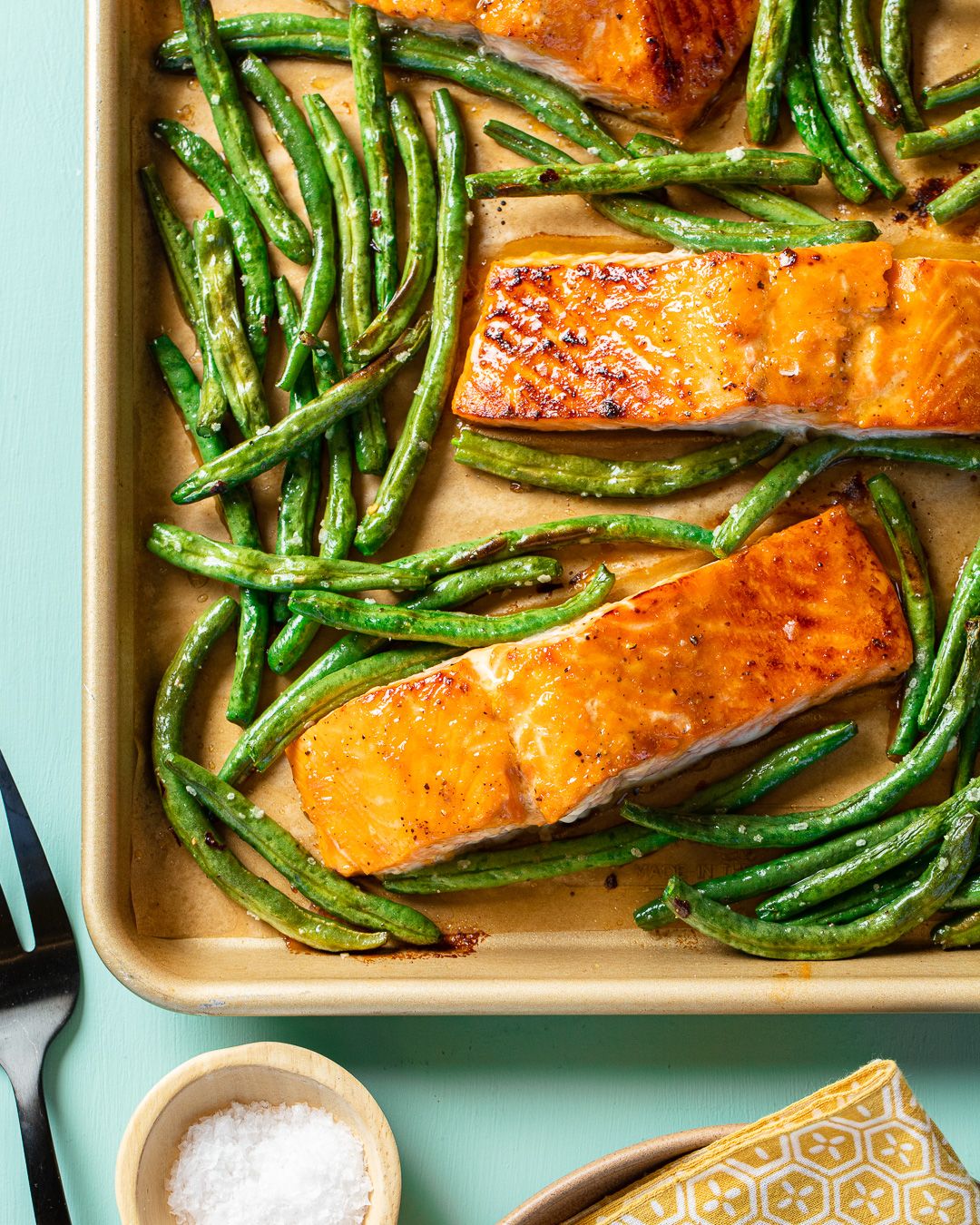 Pan-Seared Miso-Glazed Salmon with Ginger-Soy Green Beans