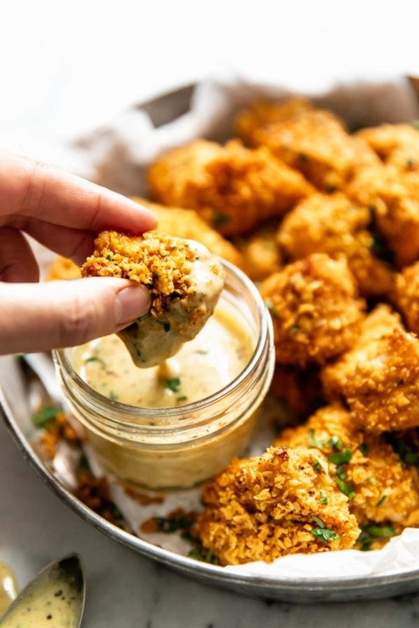 Oven-Baked Chicken Nuggets with Honey Mustard Dip