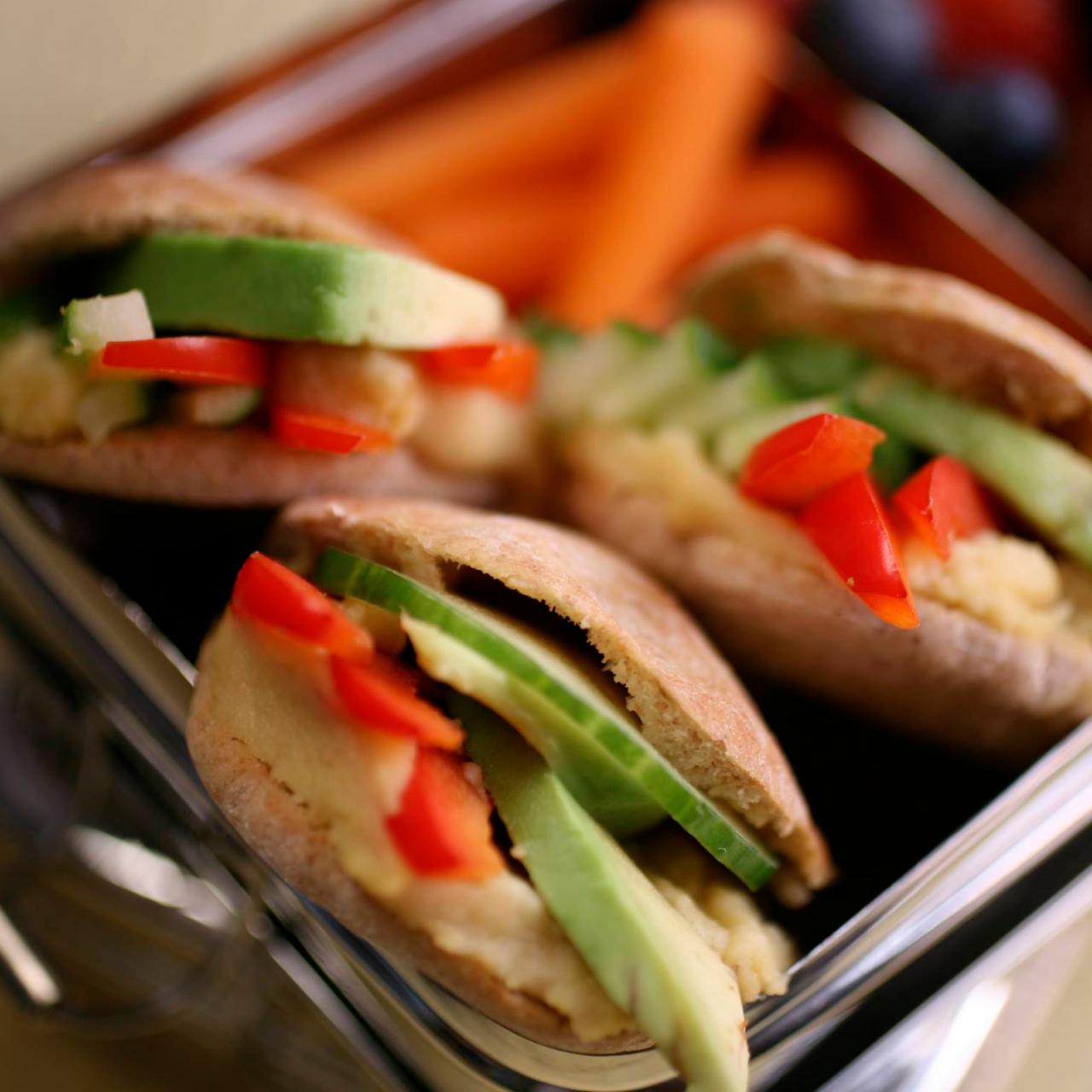 Vegetable-Stuffed Mini Pita Pockets with Yogurt-Tahini Sauce