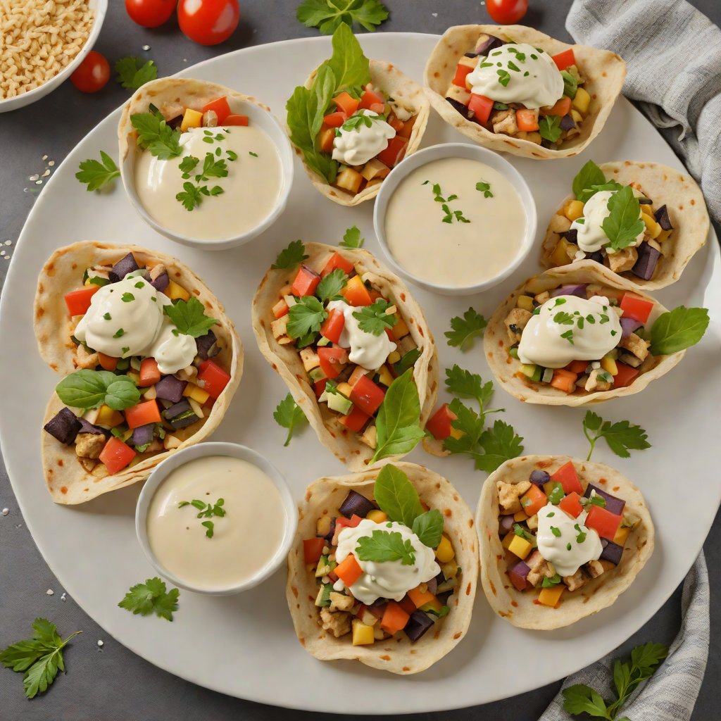 Vegetable-Stuffed Mini Pita Pockets with Yogurt-Tahini Sauce