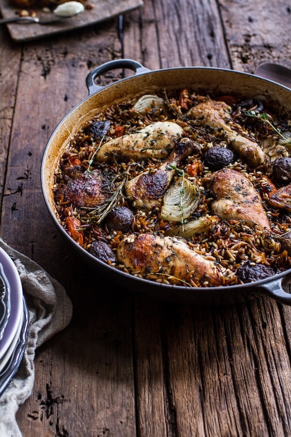 Baked Herb-Chicken with Wild Rice Pilaf