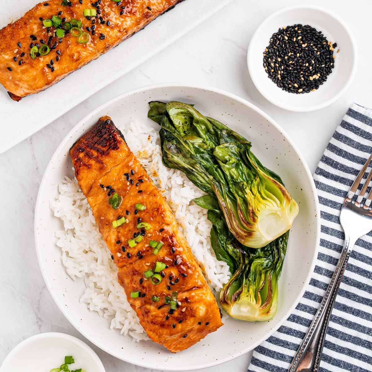 Japanese Miso-Glazed Salmon Donburi with Pickled Ginger