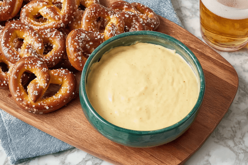 Cheddar and Beer Pretzel Bites with Spicy Beer Cheese Dip