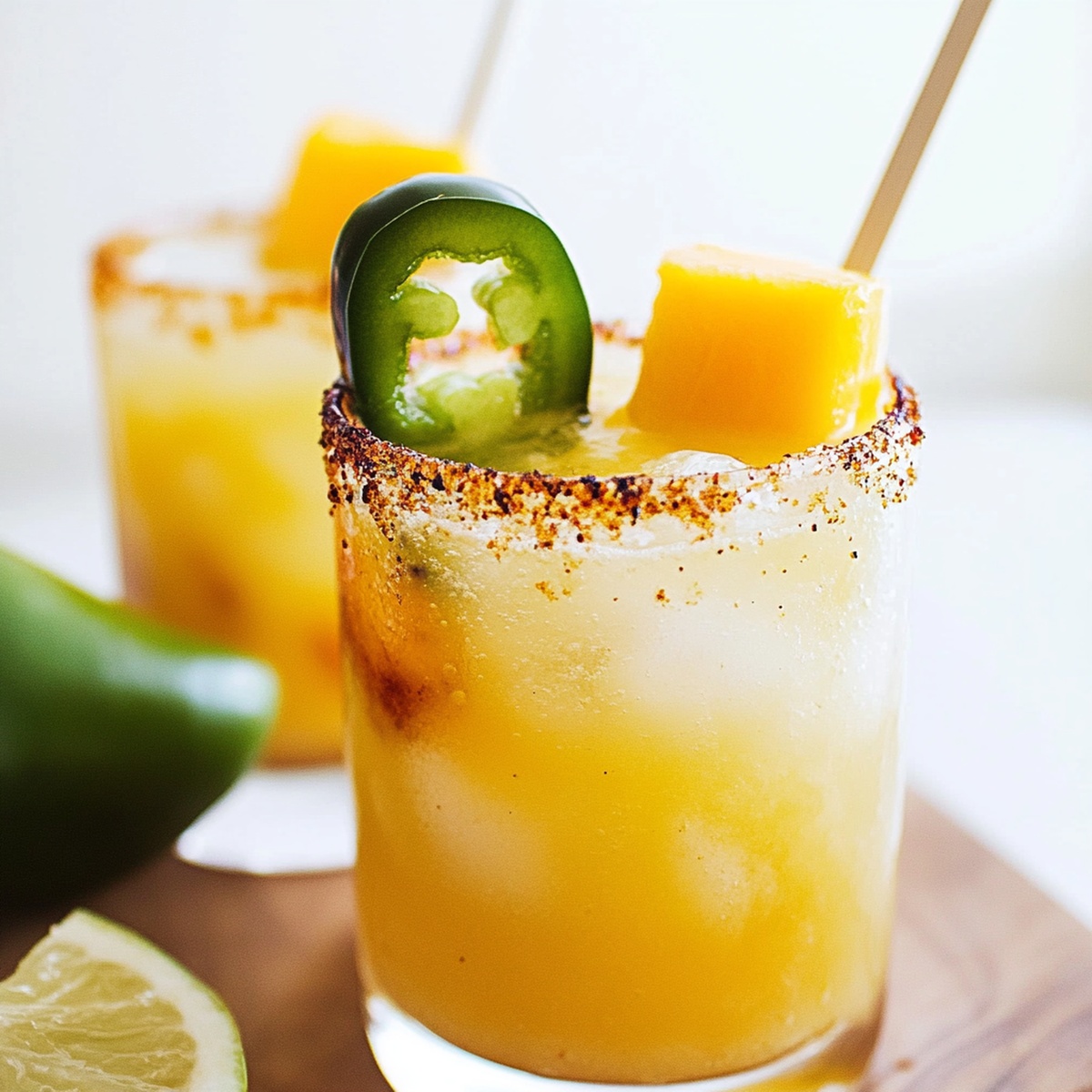 Mango and Jalapeño Margarita with Tajín Rim