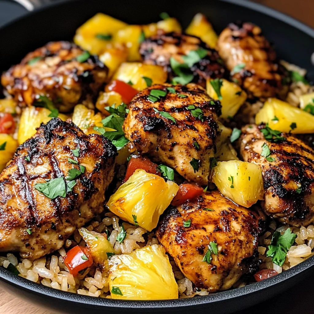 Sheet Pan Pineapple Jerk Chicken with Caribbean Spices