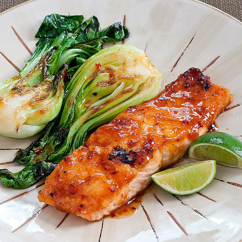Pan-Seared Salmon with Ginger Soy Glaze and Bok Choy