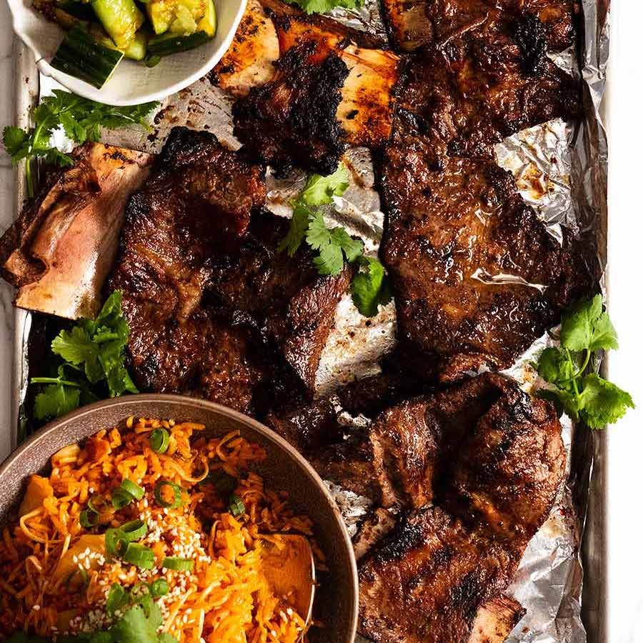 Grilled Korean-Style Beef Short Ribs with Scallion and Garlic Marinade