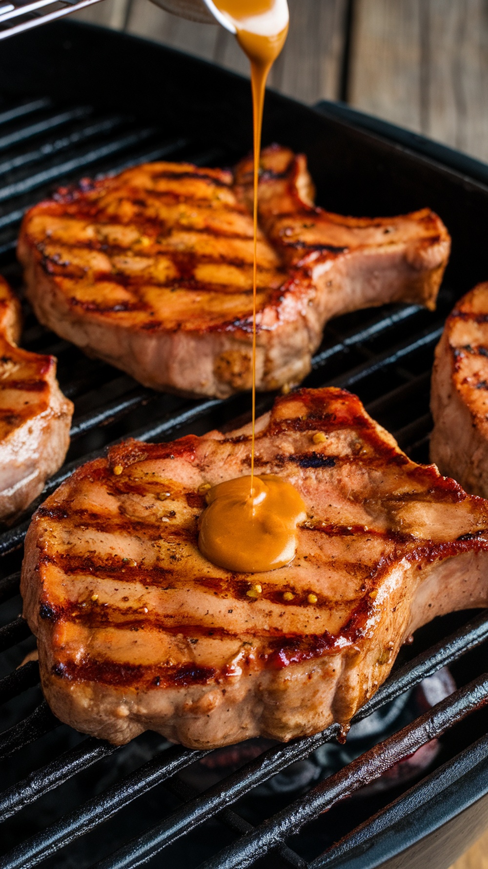 Northern Illinois-Style Grilled Pork Chops with Maple-Mustard Glaze