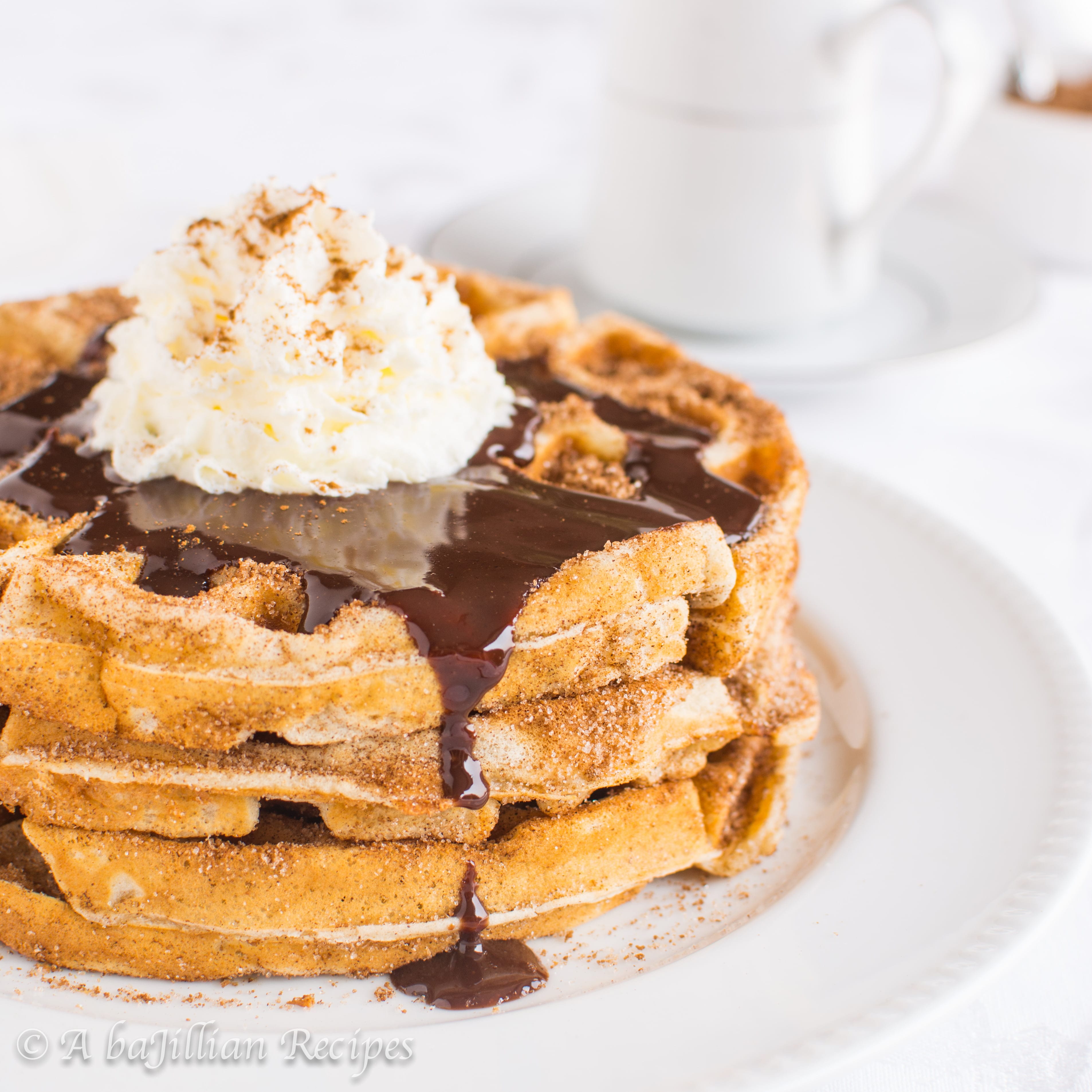 Cinnamon-Spiced Churro Waffles with Chocolate Drizzle