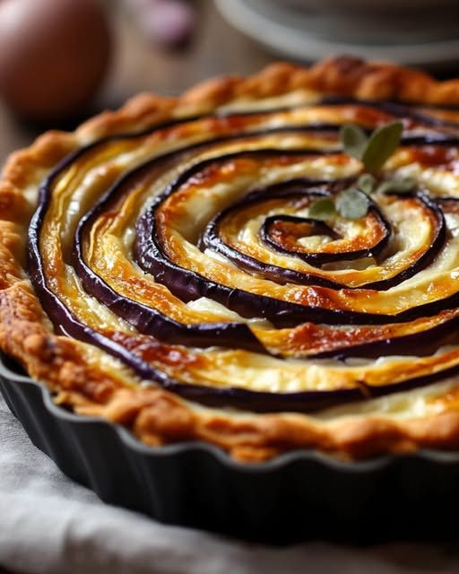 Miso-Glazed Eggplant Tart with Honey Drizzle