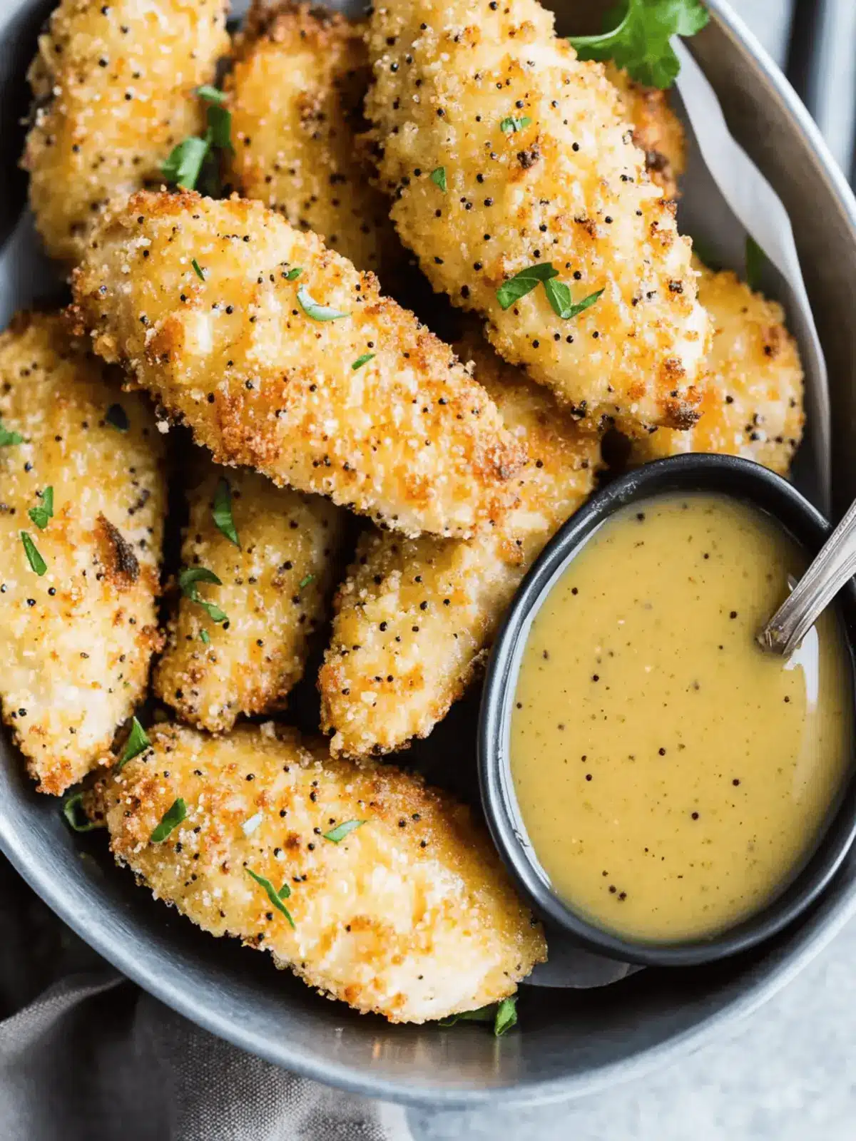 Oven-Baked Chicken Tenders with Honey Mustard Dipping Sauce