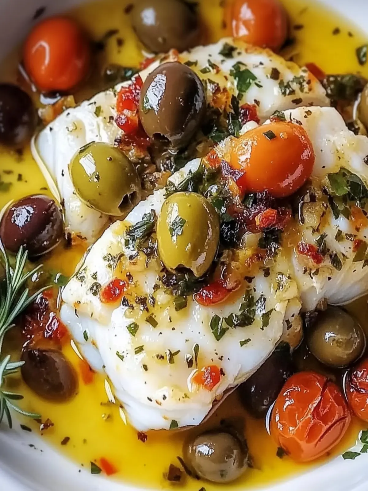 Baked Herb-Infused Mediterranean Cod with Olives and Tomatoes