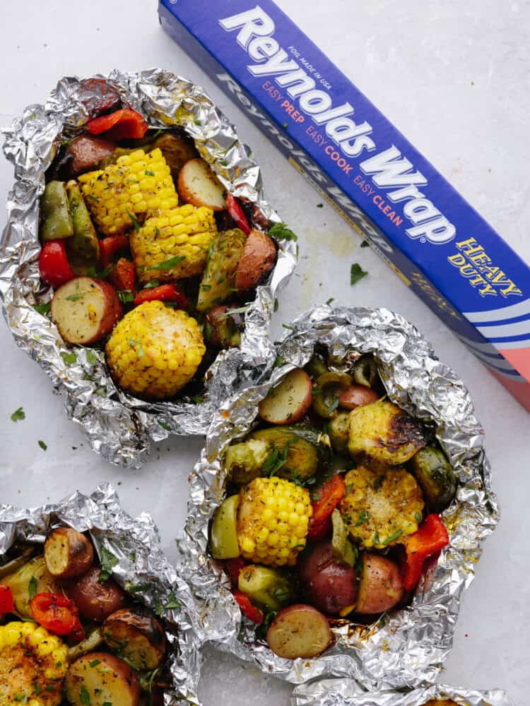 Grilled Vegetable Foil Packets with Garlic and Herbs