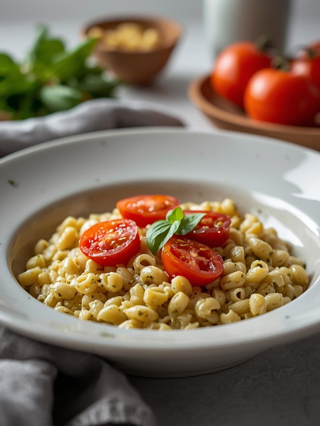 One-Pot Creamy Pesto Orzo with Cherry Tomatoes