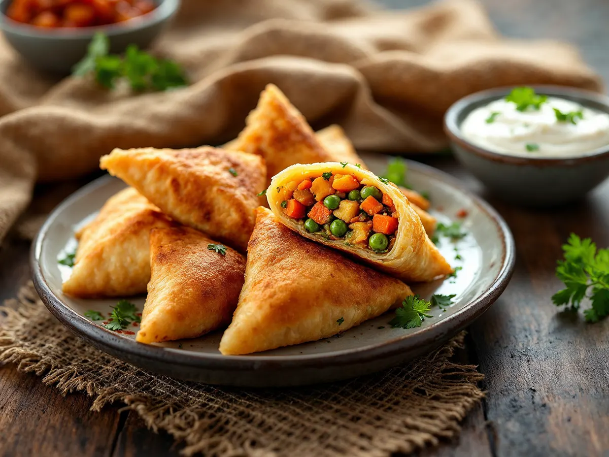 Vegetable Sambusas with Spiced Lentil Filling