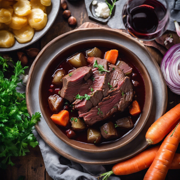 Braised Beef Chuck with Root Vegetables and Red Wine Reduction