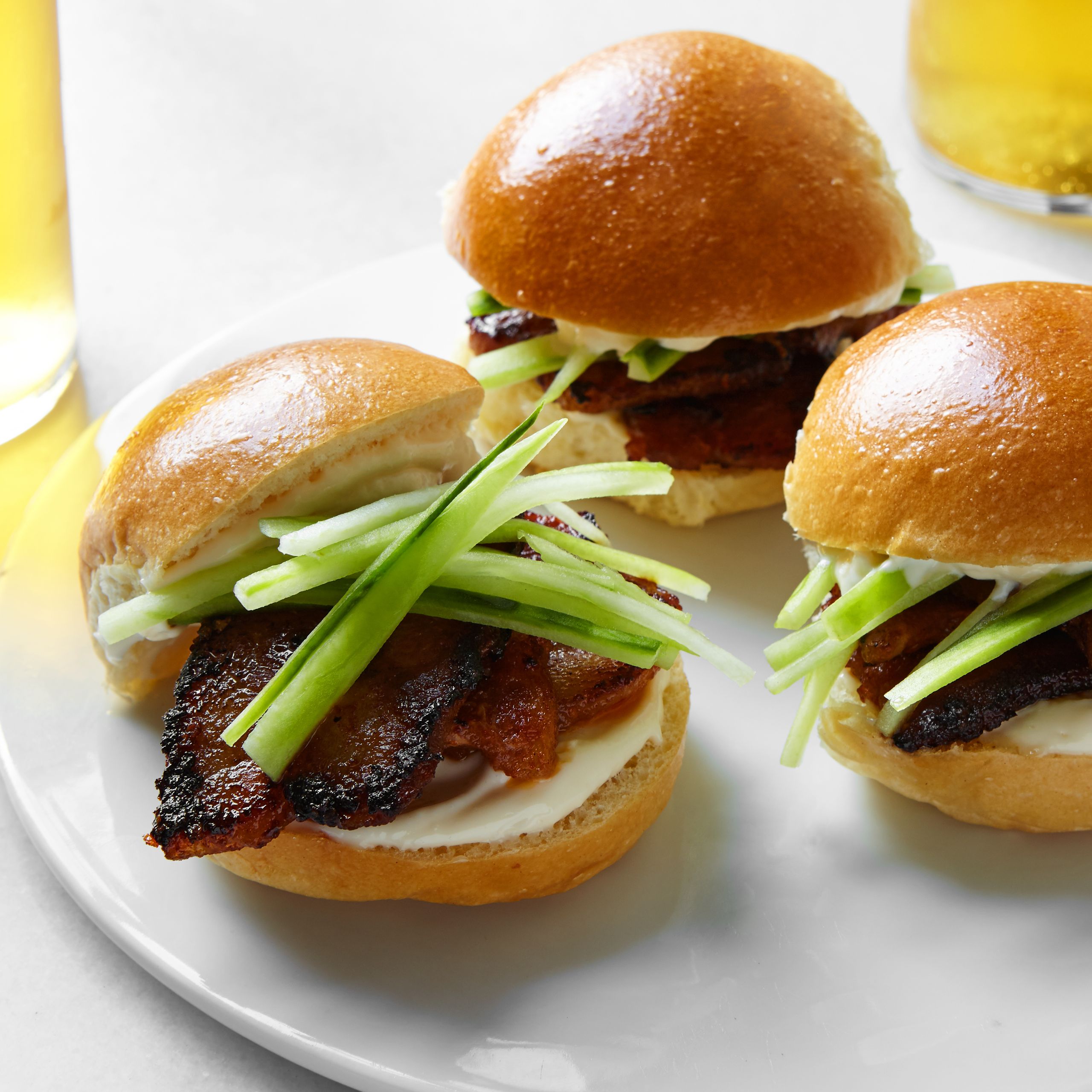 Maple-Glazed Pork Belly Sliders with Pickled Red Onion