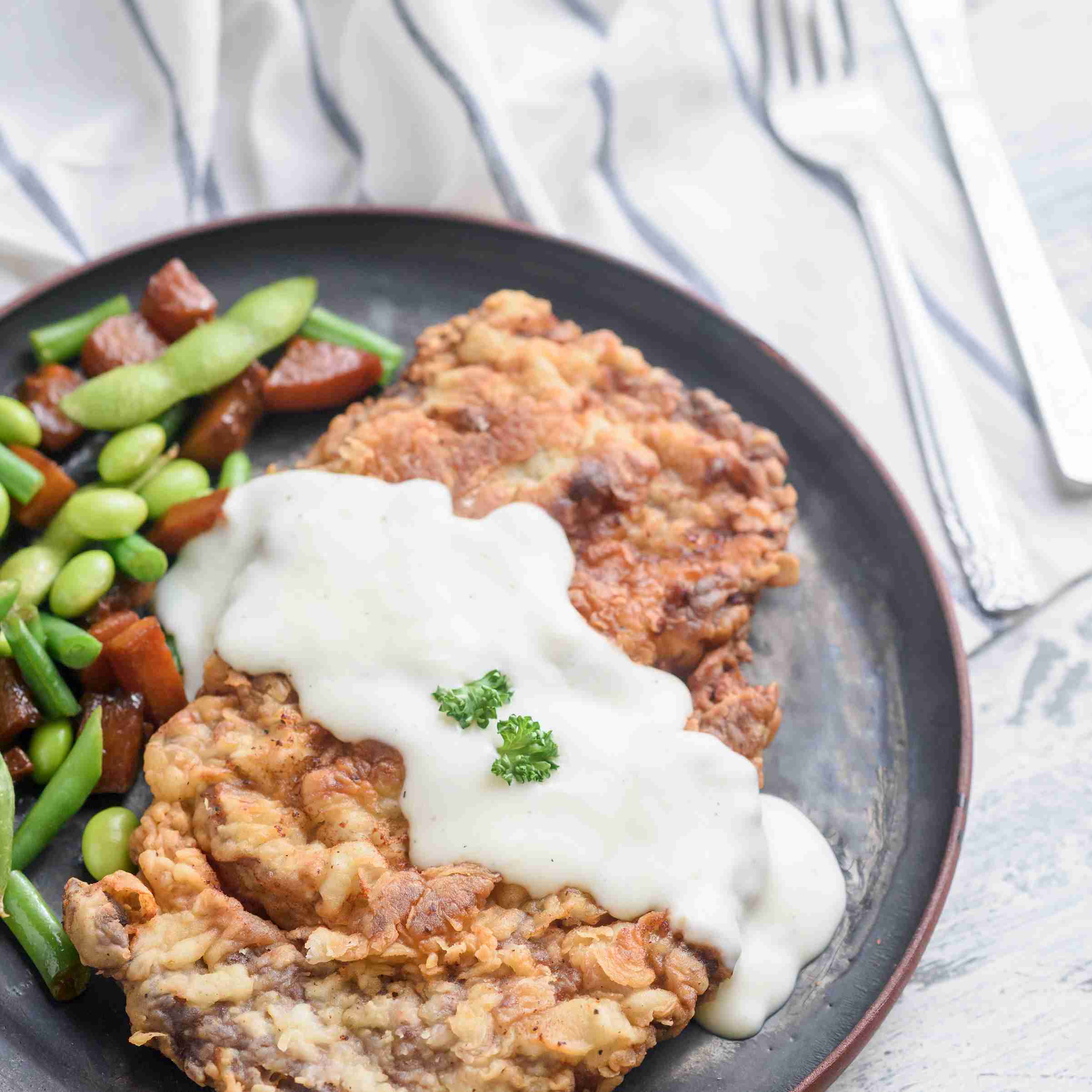 Oven-Baked Chicken-Fried Steak with Creamy White Gravy
