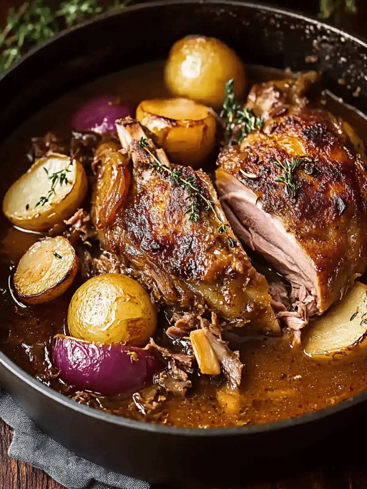 French Braised Pork Shoulder with Red Wine and Thyme