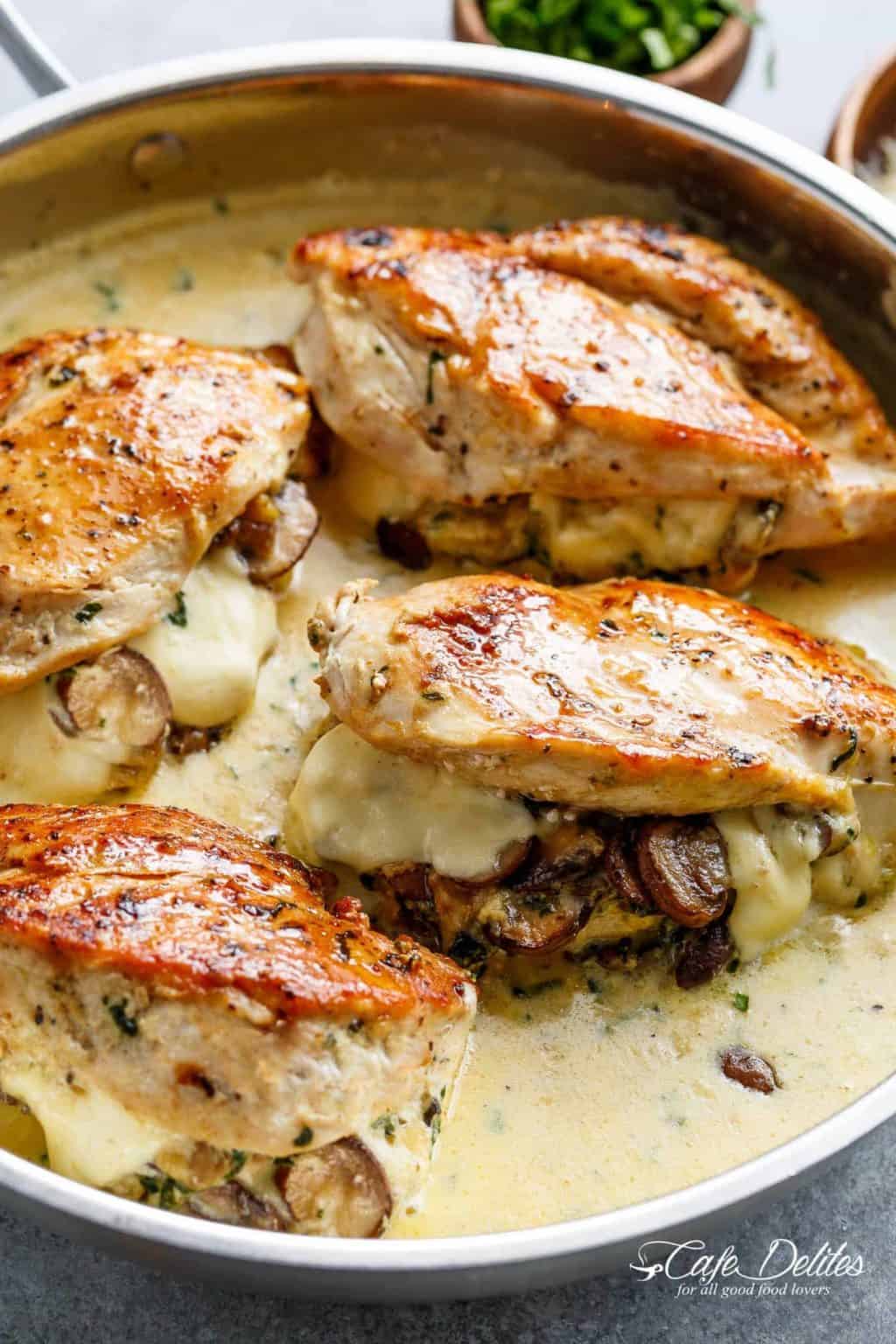 Cheese-Stuffed Chicken Breast with Garlic Butter Sauce