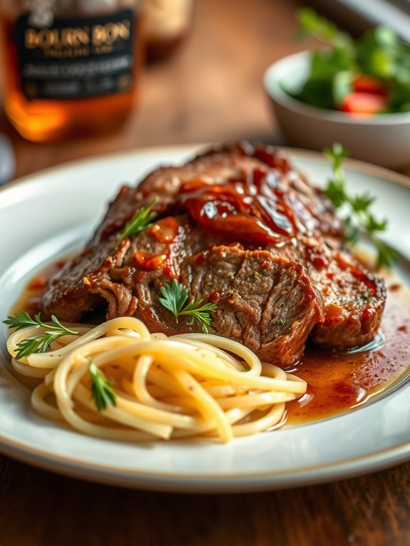 Bourbon-Glazed Smoked Brisket with Pickled Onions