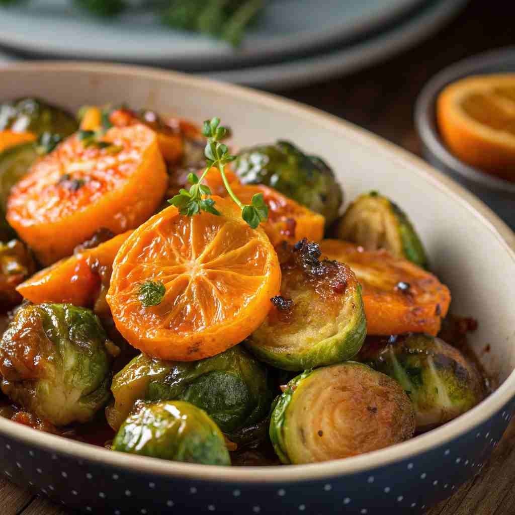 Spiced Maple-Orange Glazed Brussels Sprouts