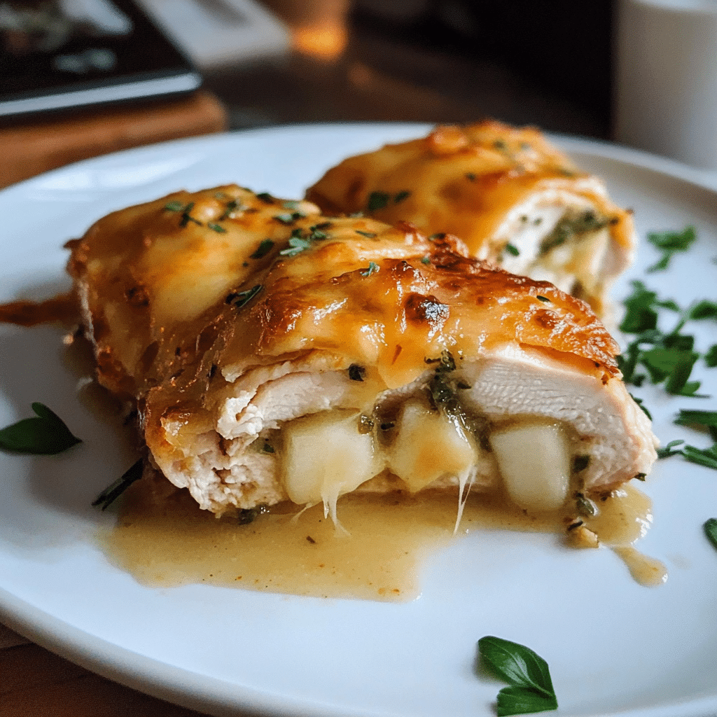 Cheddar-Stuffed Chicken Breast with Garlic Butter Sauce