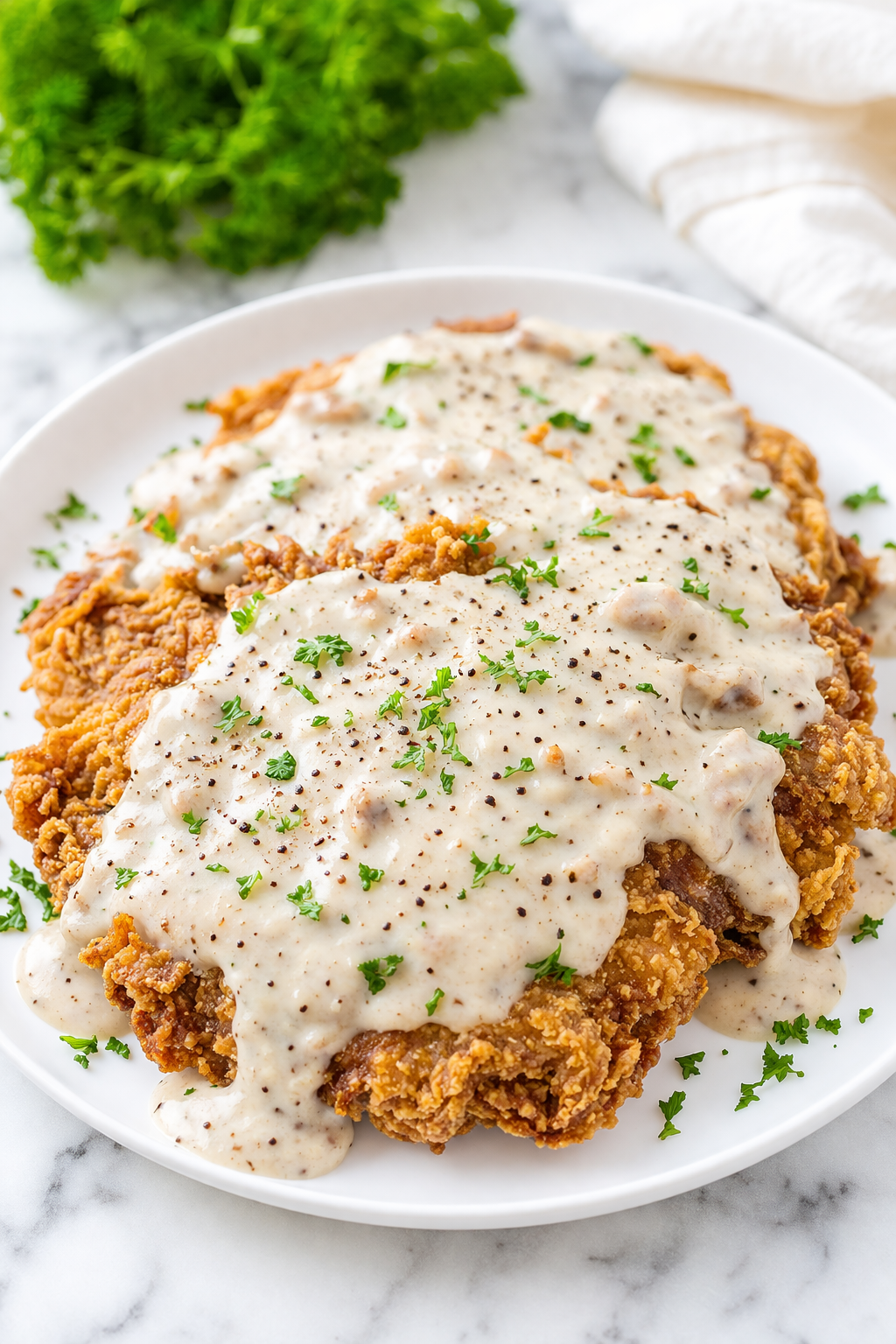 Baked Chicken-Fried Steak with Creamy Country Gravy