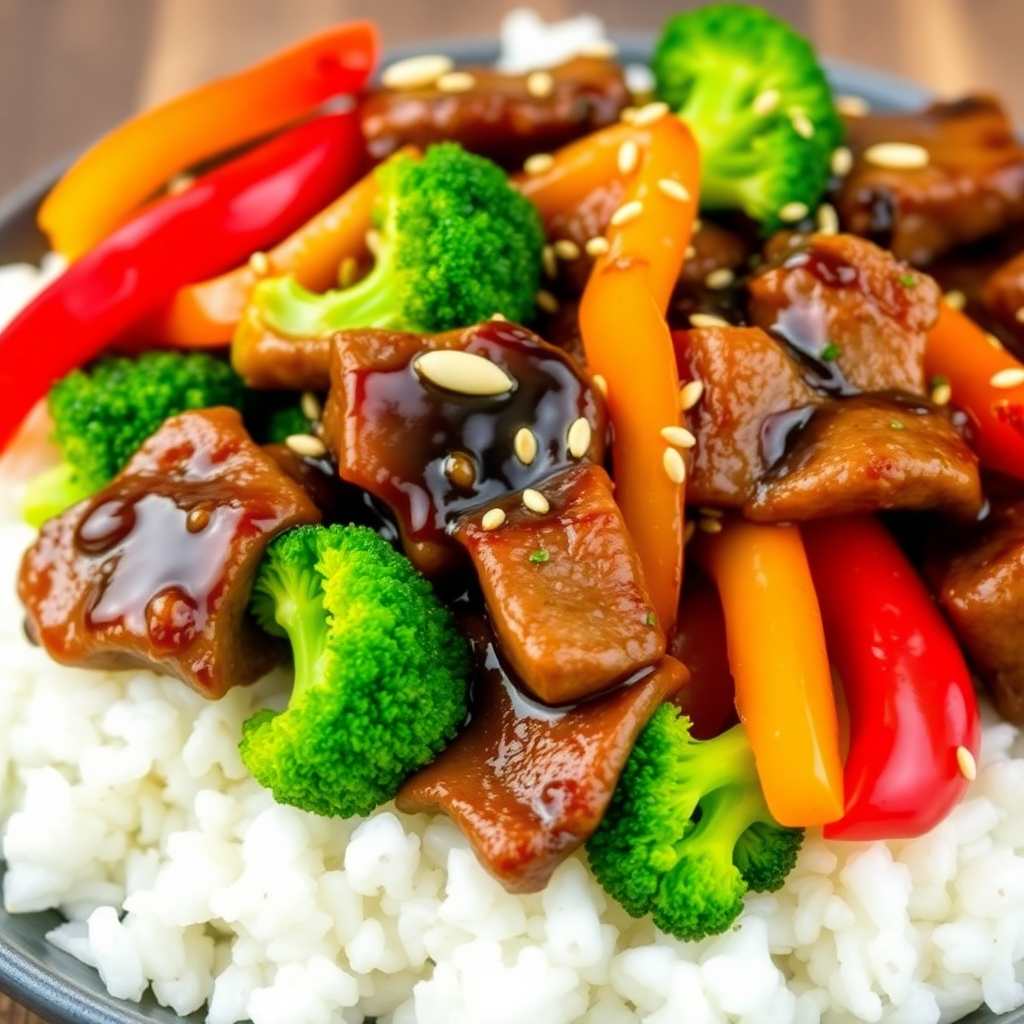 Stir-Fried Beef and Bell Peppers with Garlic Soy Glaze