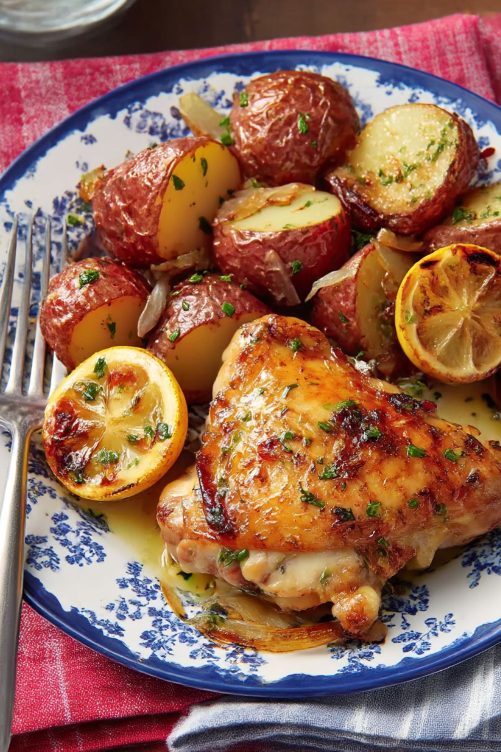 Pan-Seared Lemon Thyme Chicken with Roasted Garlic Potatoes
