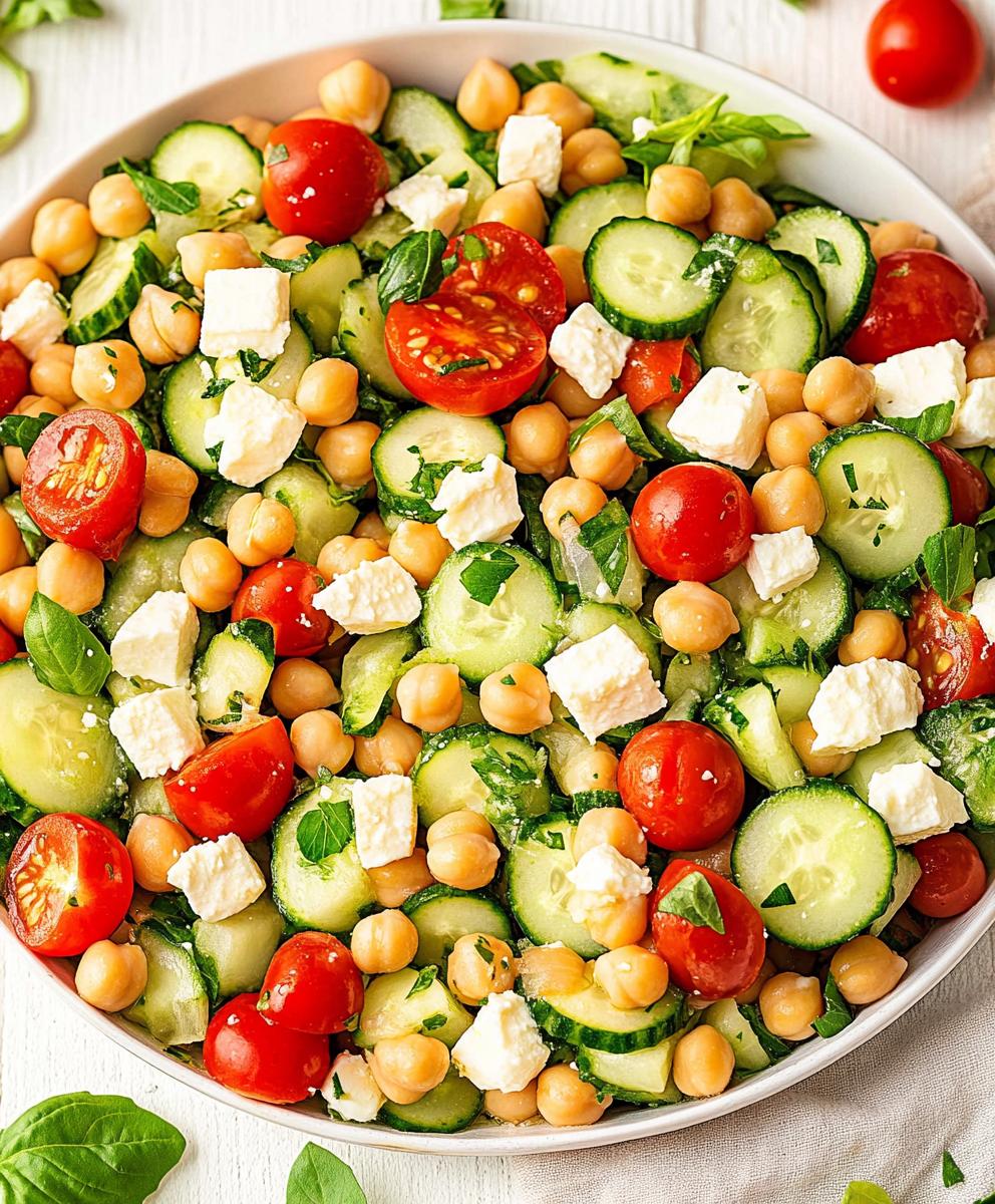 No-Cook Mediterranean Chickpea and Cucumber Salad
